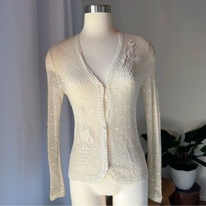 Vintage Crocheted V-Neck Button Up Cardigan 40’s